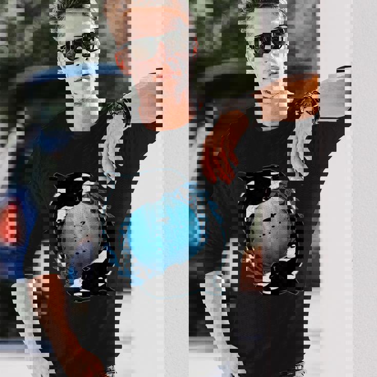 かわいいシャチキラークジラ 長袖Tシャツ 彼への贈り物