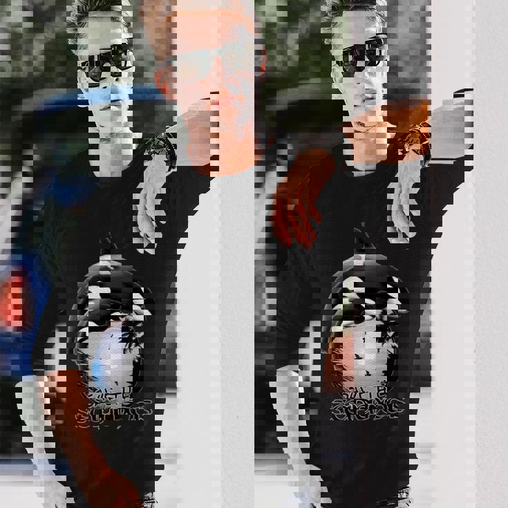 かわいいシャチサモアポリネシア 長袖Tシャツ 彼への贈り物