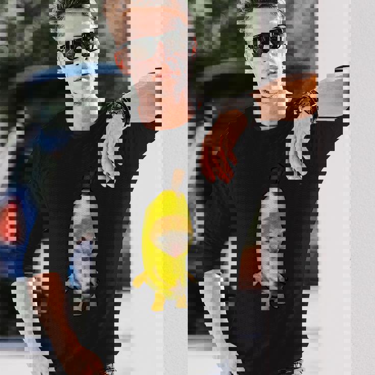 かわいいバナナ猫 ハッピーバナナキャットミーム キティ 猫好きミーム 長袖Tシャツ 彼への贈り物