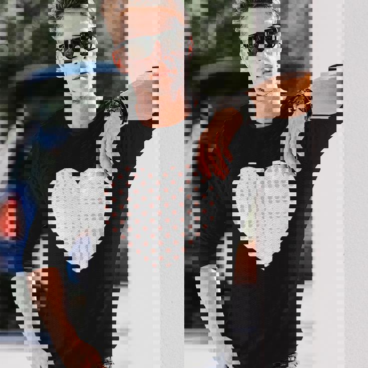 かわいいピーチピンクの水玉模様ミニマリストグラフィック。 長袖Tシャツ 彼への贈り物