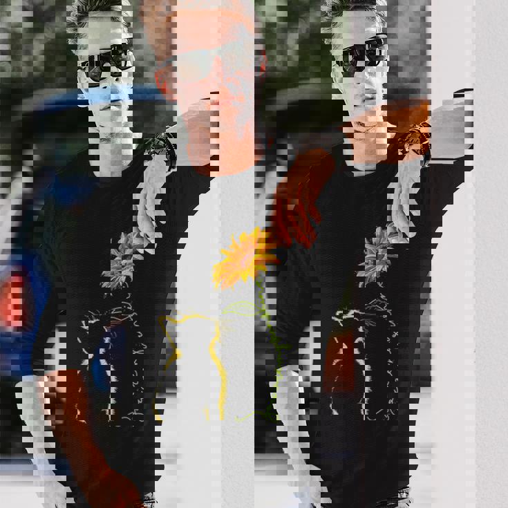 かわいい猫のシルエット 猫好き 猫飼い 猫 ネコ ねこくろねこ好き 面白い サプライズ ギフト にゃんこ 長袖Tシャツ 彼への贈り物