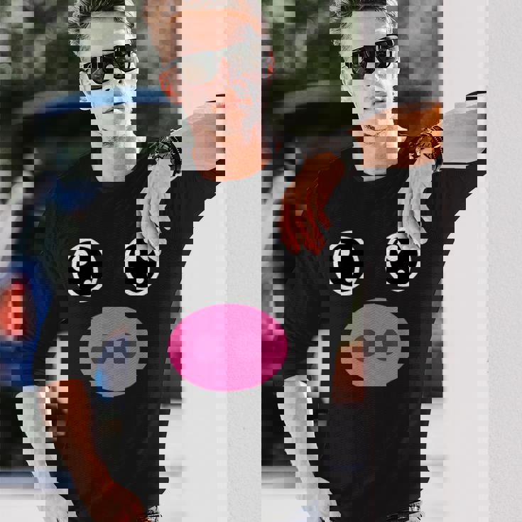 かわいい豚の顔 ピンクの鼻 面白い動物愛好家コスチューム 長袖Tシャツ 彼への贈り物