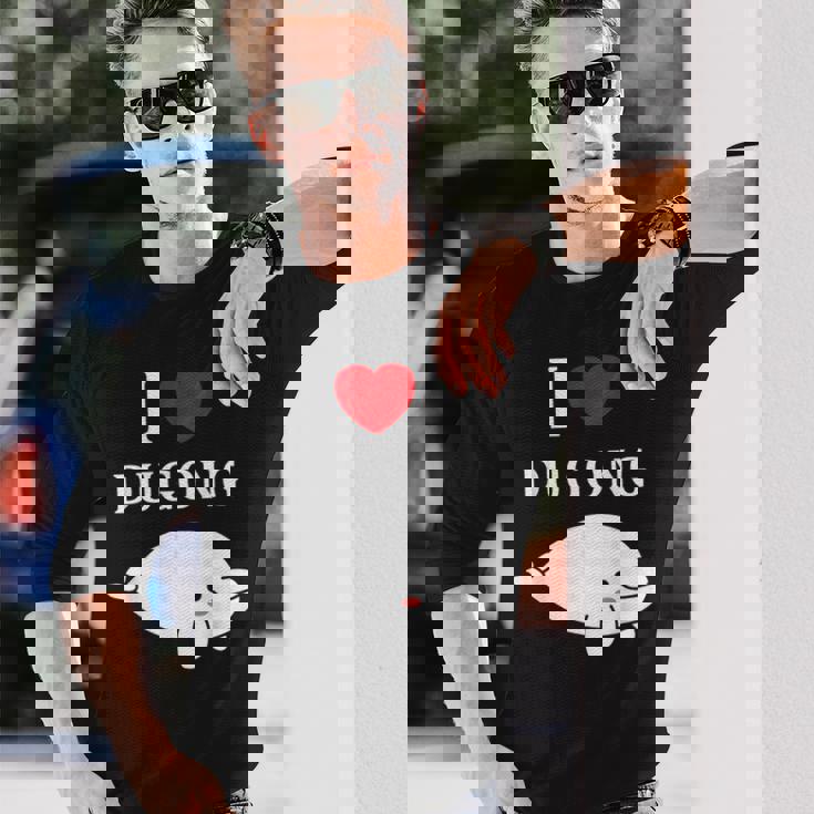 かわいい面白いシンプルなジュゴンの魚を引用します。 I Love Dugong 長袖Tシャツ 彼への贈り物