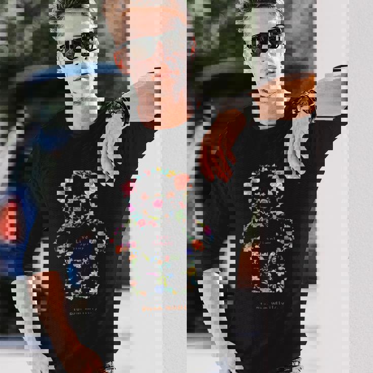 くま やさしい春 美しさのかたち シンプルに咲こう 私らしく 長袖Tシャツ 彼への贈り物