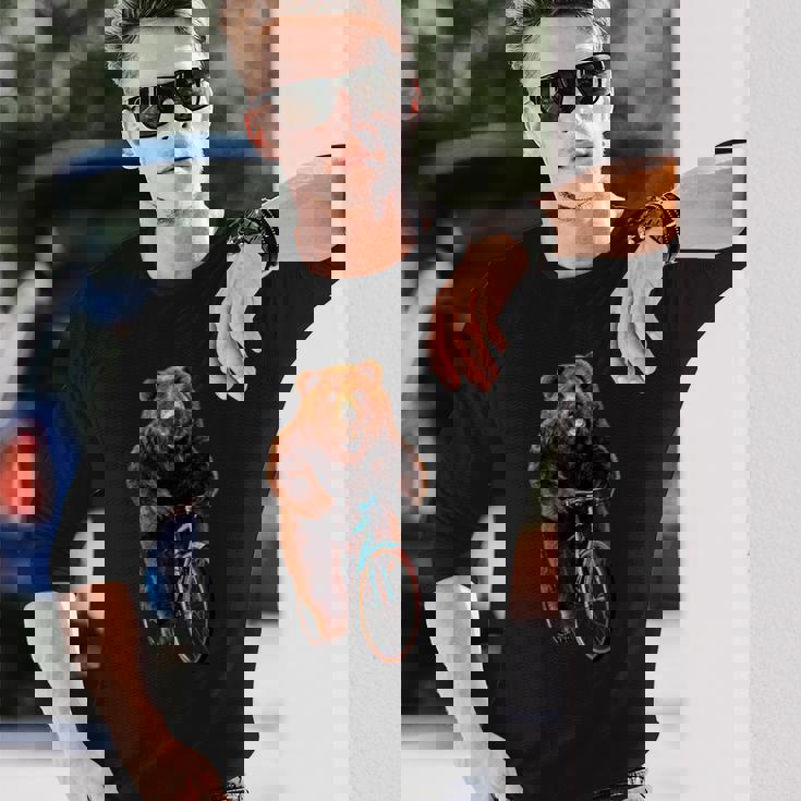 くま 熊 ベア 自転車 長袖Tシャツ 彼への贈り物