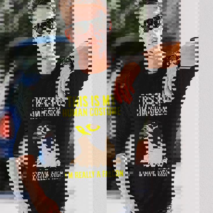 これは私の人間のコスチュームです私は本当にハヤブサ鳥です 長袖Tシャツ 彼への贈り物