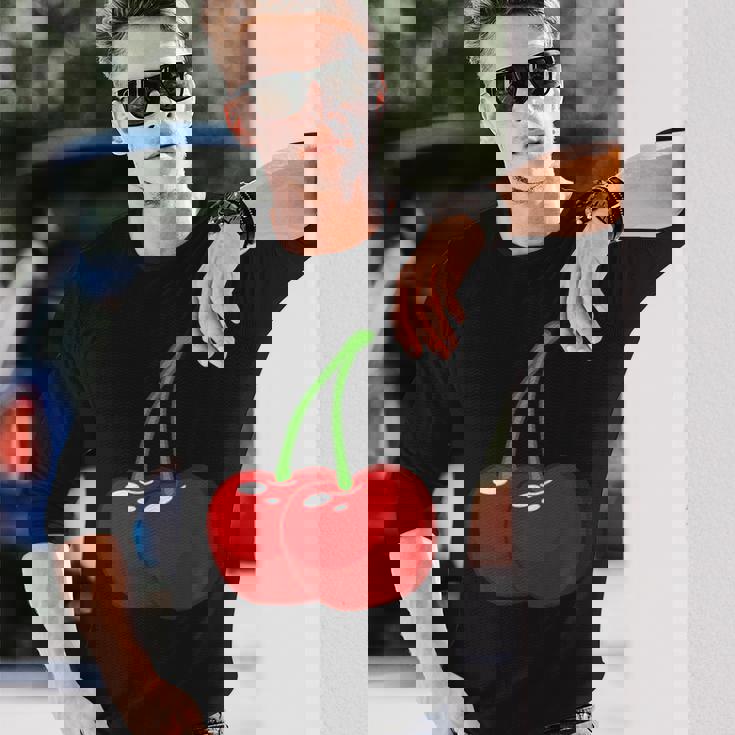 さくらんぼ2本 長袖Tシャツ 彼への贈り物