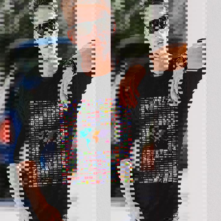 すべての国 世界の国旗 287 国旗 国際 長袖Tシャツ 彼への贈り物