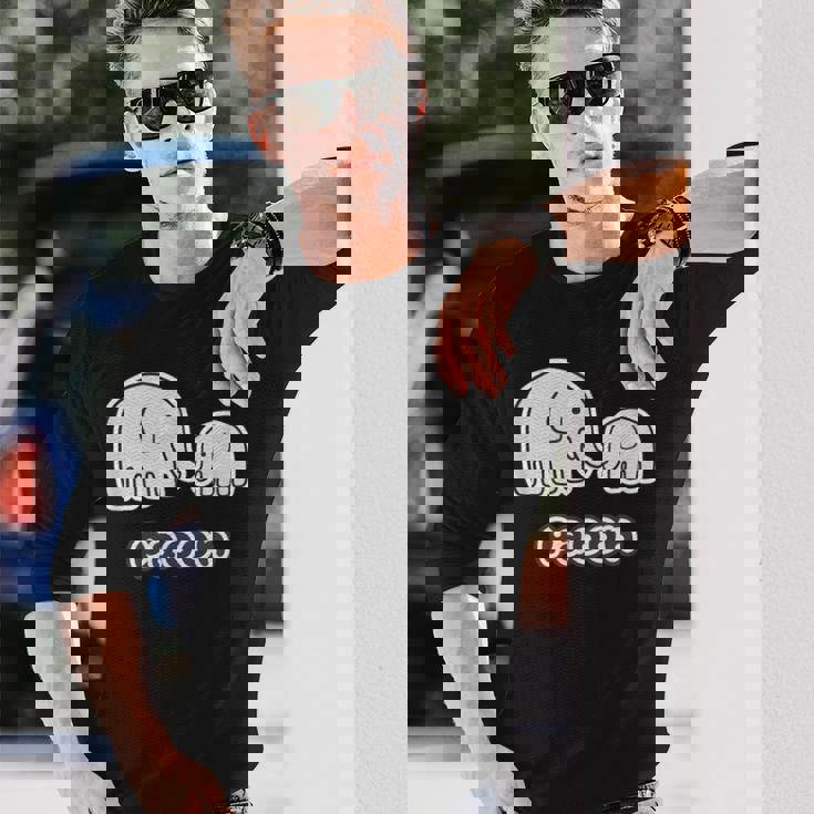 ぞうさん 親子【Paoon】象 赤ちゃん 家族 ファミリー【どうぶつフレンズ】かわいい 動物 キャラクター イラスト 長袖Tシャツ 彼への贈り物