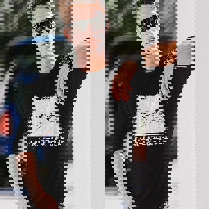 にゃに見てんだよ おもしろ 猫好き 猫飼い 猫 ネコ ねこ 猫 くろねこ好き 面白い サプライズ 長袖Tシャツ 彼への贈り物