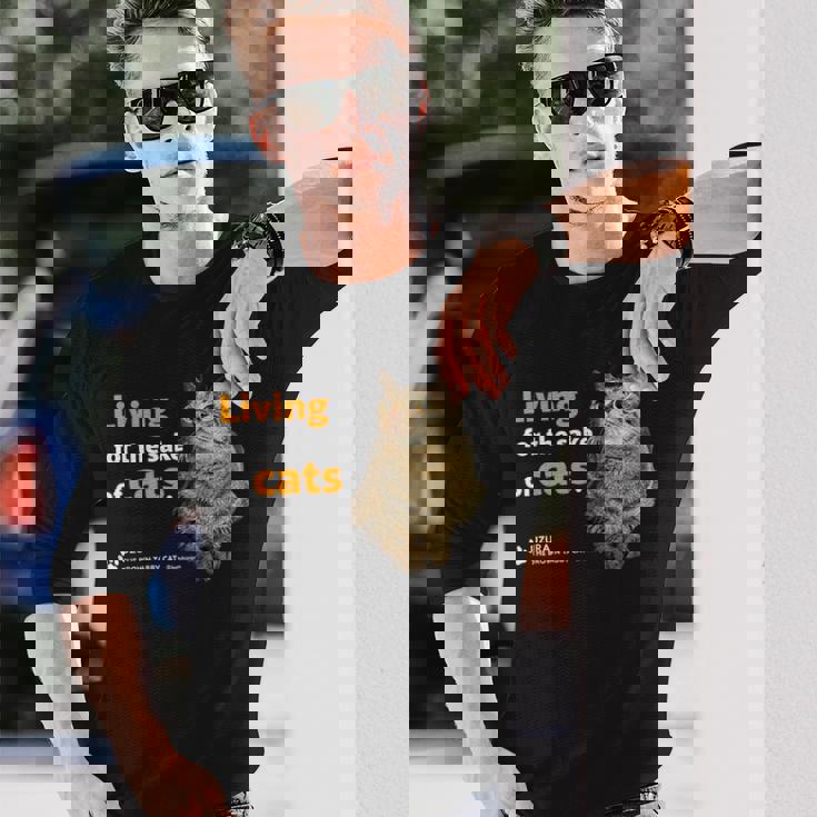 ねこのために生きてる 猫 かわいい キジトラ猫 Cat 長袖Tシャツ 彼への贈り物