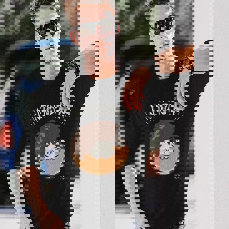 ねこぺん日和 ドーナツねこぺん ダークカラー 長袖Tシャツ 彼への贈り物