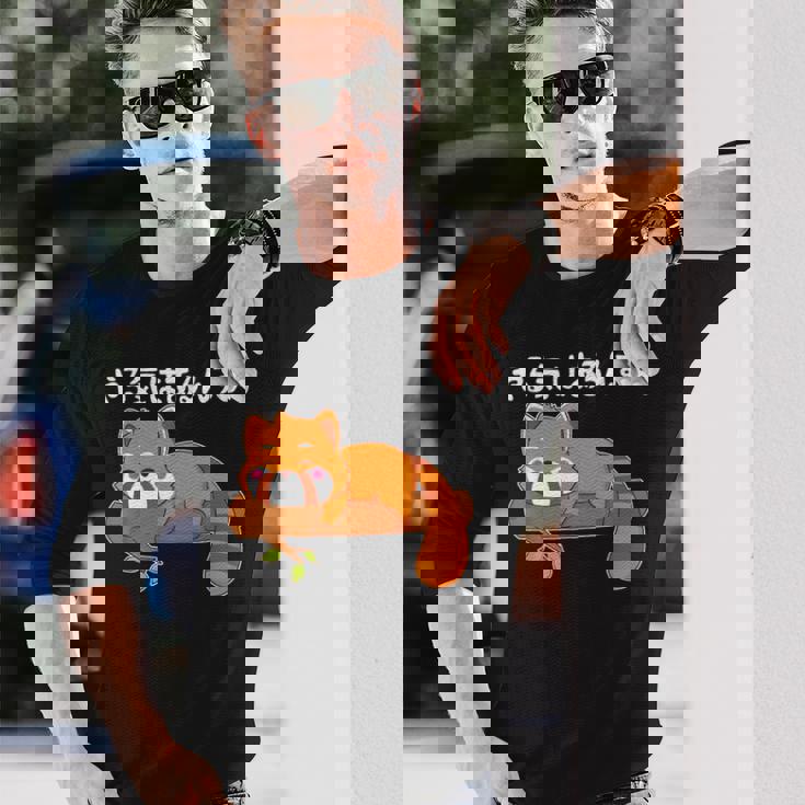 やる気はあるんすよ レッサーパンダ ジョーク かわいい 動物ギャグ好き おもしろ ネタ 長袖Tシャツ 彼への贈り物