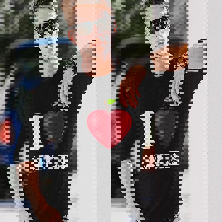 りんご大好き 長袖Tシャツ 彼への贈り物