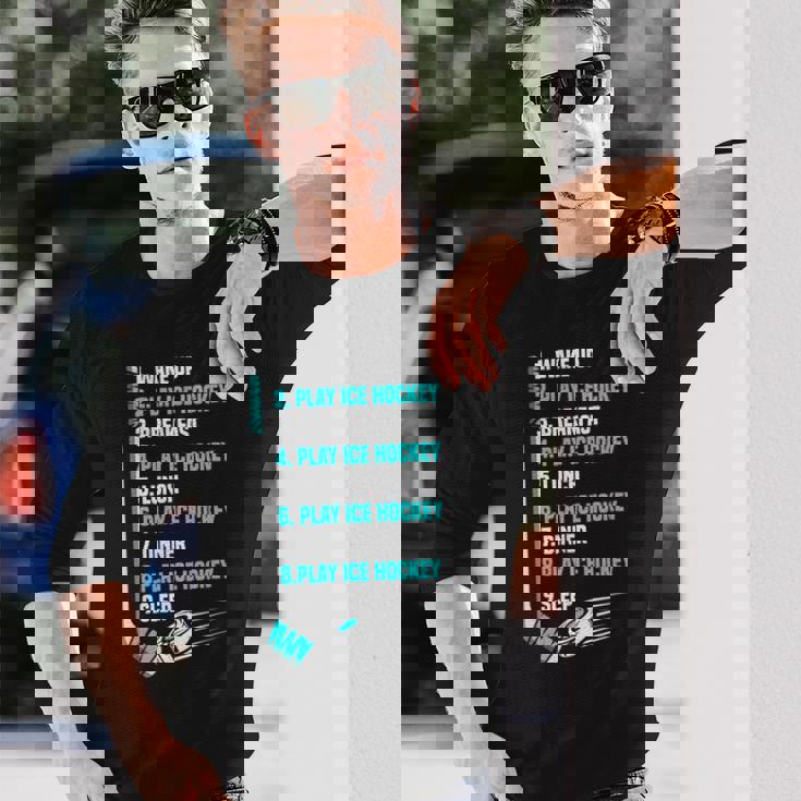 アイスホッケーデー 面白い アイスホッケー 長袖Tシャツ 彼への贈り物