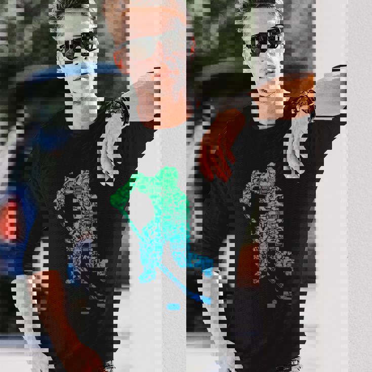 アイスホッケー選手ユースメンズキッズボーイズ 長袖tシャツ 長袖Tシャツ 彼への贈り物