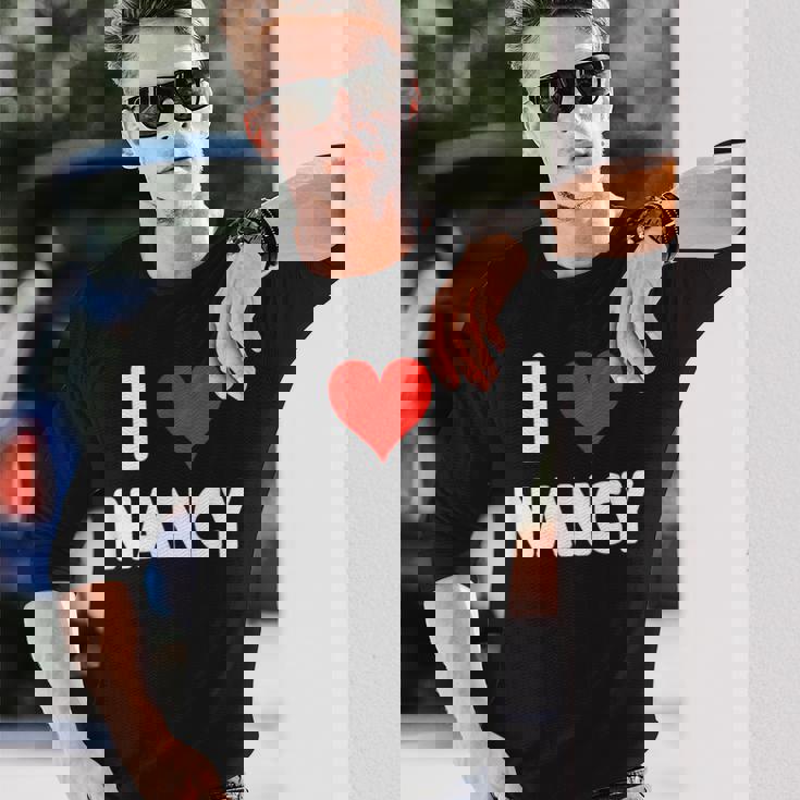 アイラブナンシー-ハート 長袖Tシャツ 彼への贈り物