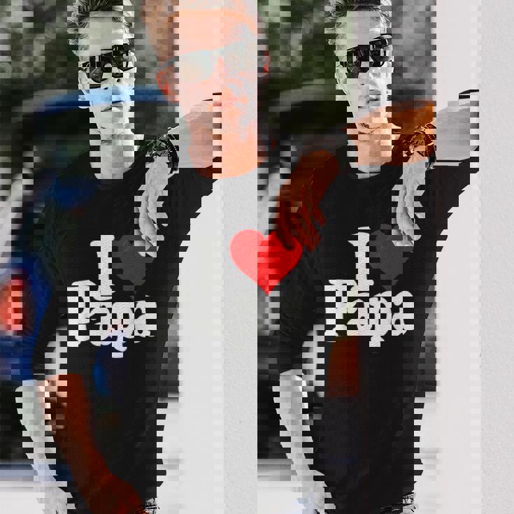 アイラブハートパパ父の日パパパパ 長袖Tシャツ 彼への贈り物