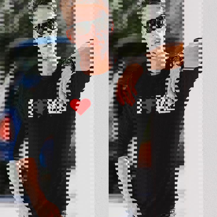 アイラブミー、アイロニックな皮肉のバレンタイン 長袖Tシャツ 彼への贈り物