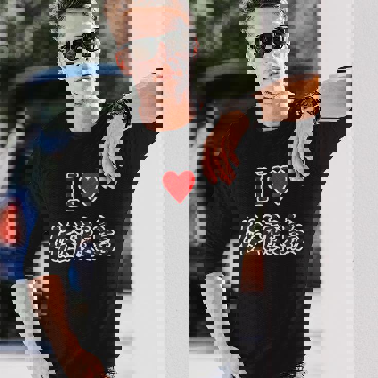 アイラブ・佐渡島（I Love ハート）【47都道府県・市区町村】佐渡ヶ島 ジモtティ 地元愛 お土産 グッズ面白 長袖Tシャツ 彼への贈り物