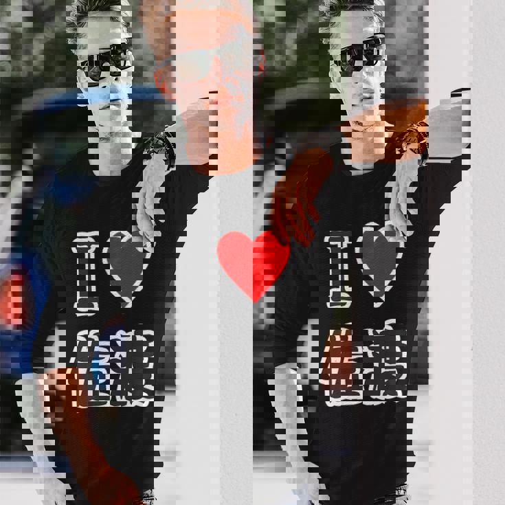 アイラブ・佐渡（I Love ハート）佐渡島【47都道府県】佐渡ヶ島 ジモtティ 地元愛 お土産 面白 長袖Tシャツ 彼への贈り物