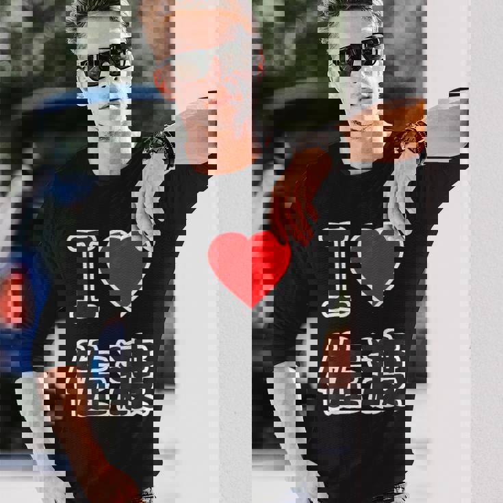 アイラブ・佐渡（I Love ハート）大きな文字 Big 佐渡島【47都道府県】ジモtティ 地元愛 お土産 グッズ 面白 長袖Tシャツ 彼への贈り物