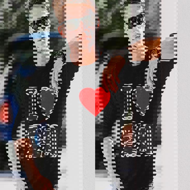 アイラブ・愛知（I Love ハート）Big 大きな文字【47都道府県】ジモtティ 地元愛 旅行お土産 面白 長袖Tシャツ 彼への贈り物