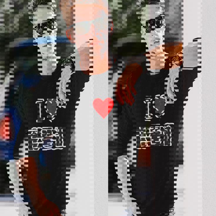 アイラブ・琵琶湖（I Love ハート）滋賀【47都道府県】ジモtティjimo-T 地元愛 観光 お土産 ご当地・面白 長袖Tシャツ 彼への贈り物