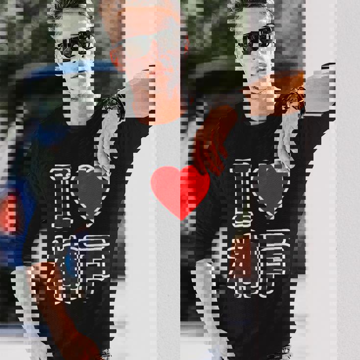 アイラブ・神戸（兵庫県）（I Love ハート）Big 大きな文字【47都道府県】ジモtティ お土産 面白い 長袖Tシャツ 彼への贈り物