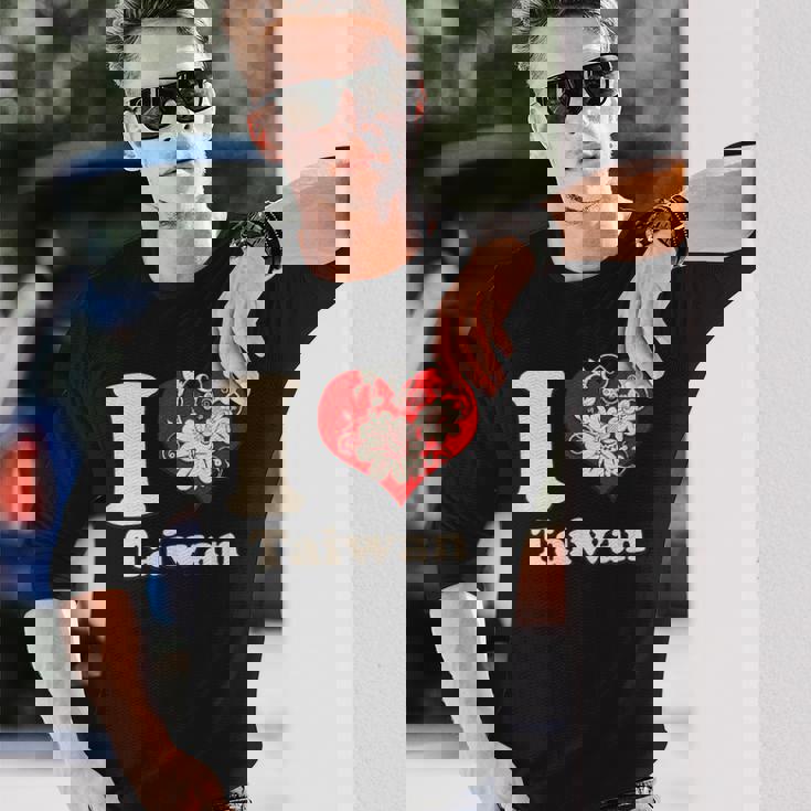 アイラブ台湾フローラル 長袖Tシャツ 彼への贈り物