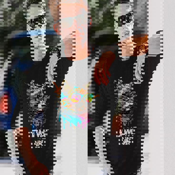 アイ・ドゥー・ホワット・アイ・ワント キャット・ウィズ・サングラス 長袖Tシャツ 彼への贈り物