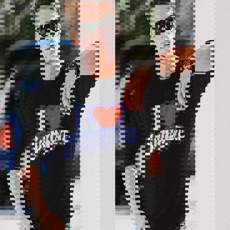 アイ・ラブ・シンガポール 長袖Tシャツ 彼への贈り物