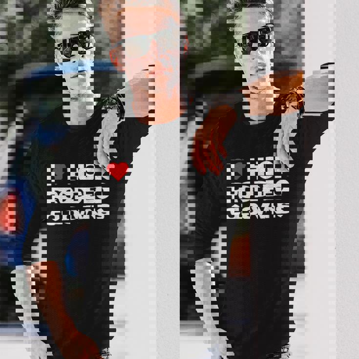 アイ・ラブ・ホット・ロデオ・クラウンズ・ファニー・ウェスタン・ロデオ・カウガール 長袖Tシャツ 彼への贈り物