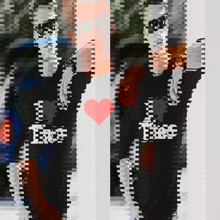 アイ・ラヴ・ハート・テオ・セオドア 長袖Tシャツ 彼への贈り物