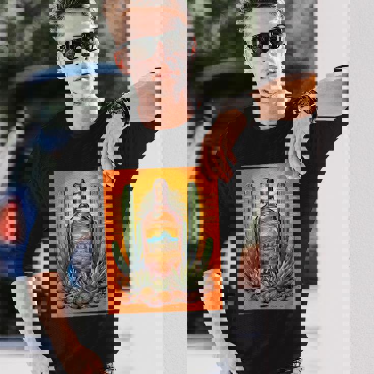 アガベ植物 テキーラボトル メキシカン メズカル アルコール ドリンク 長袖Tシャツ 彼への贈り物