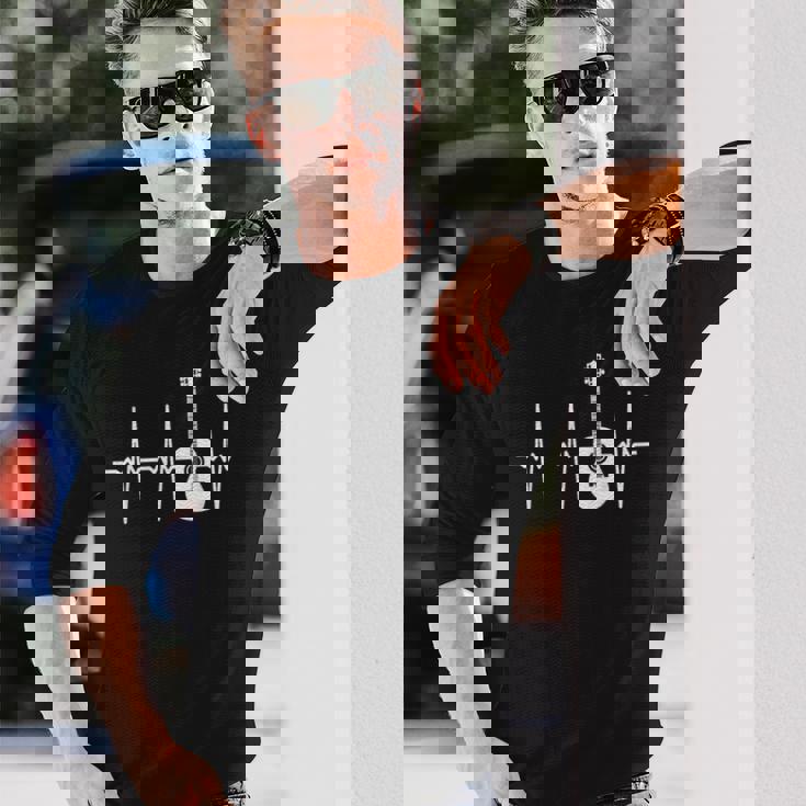 アコースティック・ギター・ハートビート ギター・ミュージシャン 長袖Tシャツ 彼への贈り物