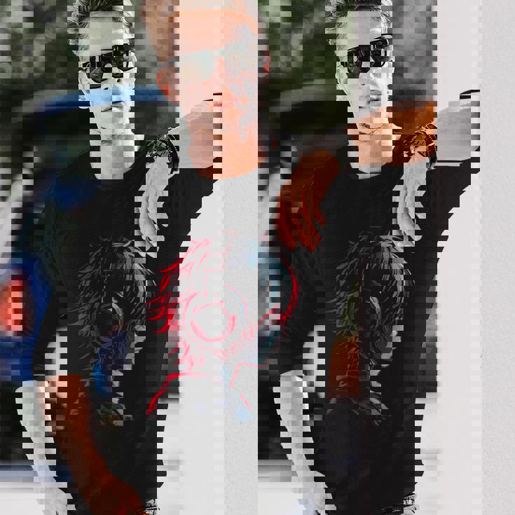 アニメ 漫画 グラフィック ヘッドフォン アートワークアニメ 長袖Tシャツ 彼への贈り物