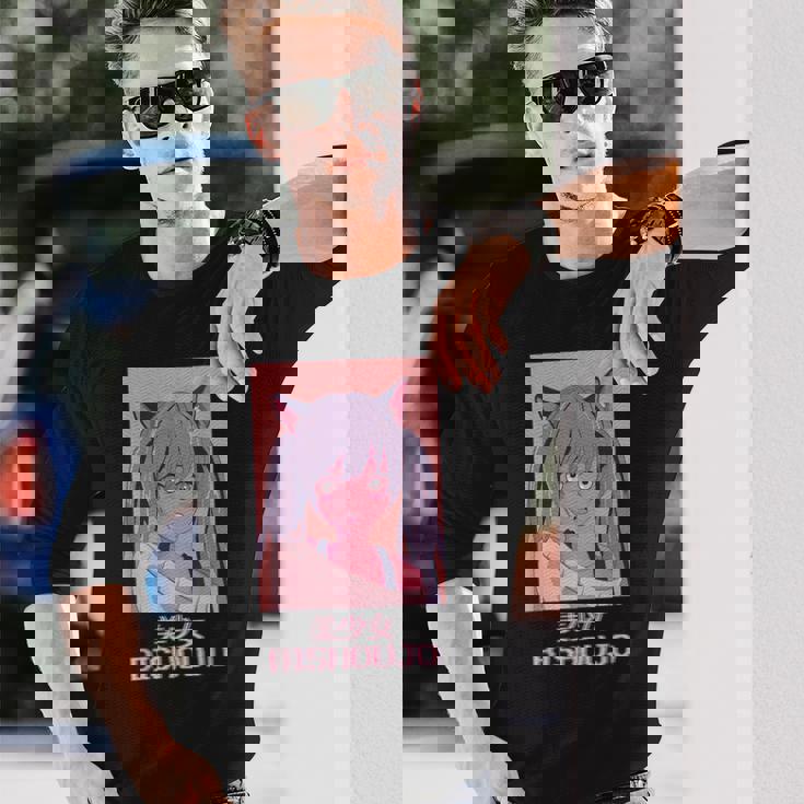 アニメガール猫少女日本蒸気波美少女美少女。 長袖Tシャツ 彼への贈り物