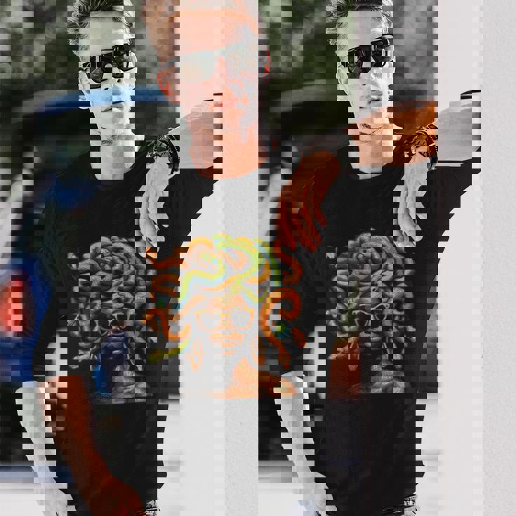 アフロ ブラック メラニン スキントーン メデューサ ヘビ ヘアスタイル 長袖Tシャツ 彼への贈り物