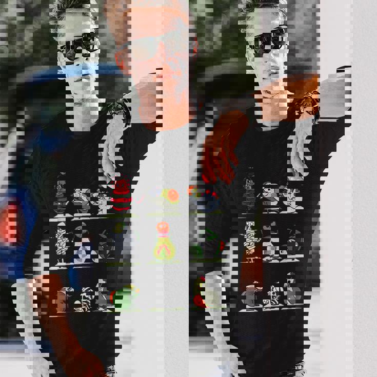 アボカド ヨガ ハロウィン モンスター 長袖Tシャツ 彼への贈り物