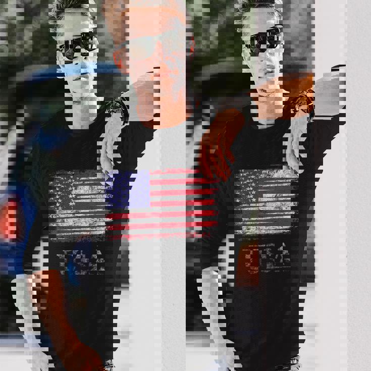 アメリカ国旗シャツ メンズ レディース キッズ 退役軍人の日 星条旗 長袖Tシャツ 彼への贈り物