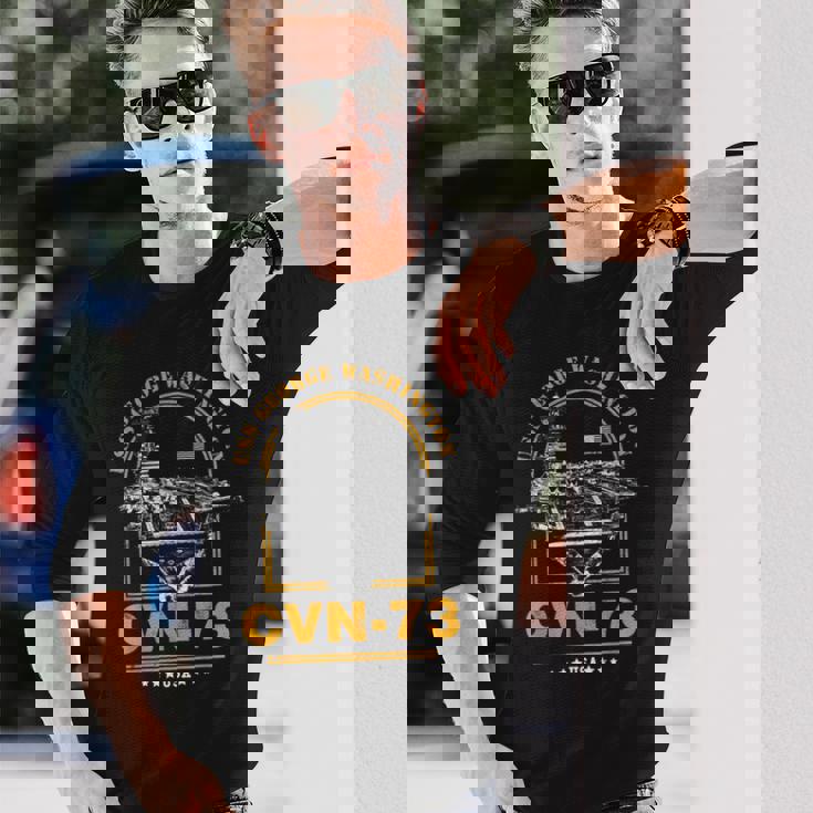 アメリカ海軍航空母艦 Cvn-73 ジョージ・ワシントン Uss George Washington 長袖Tシャツ 彼への贈り物