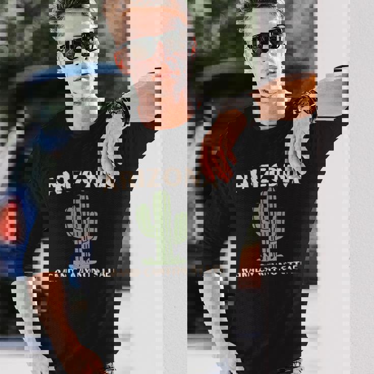 アリゾナ グランドキャニオン州立大学サグアロサボテン 長袖Tシャツ 彼への贈り物