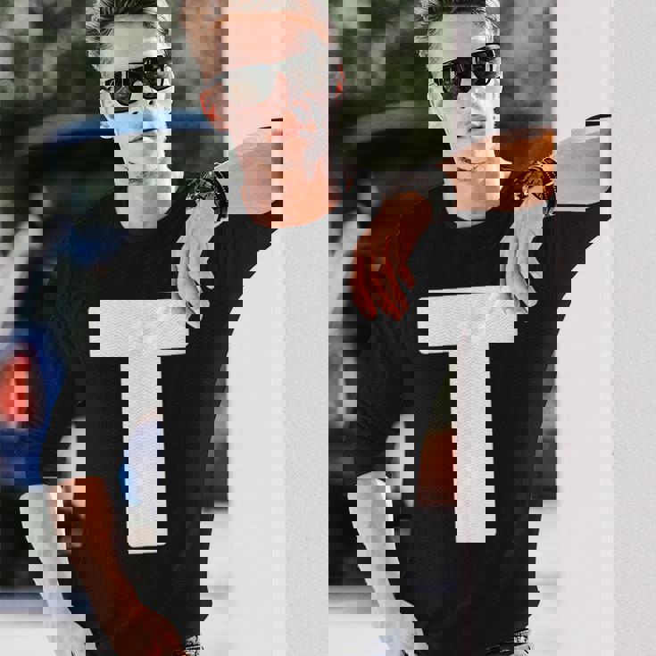 アルファベット大文字 モノグラム イニシャル 長袖Tシャツ 彼への贈り物