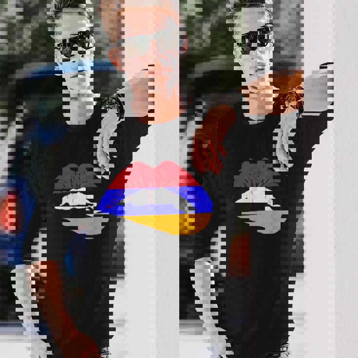 アルメニアリップ アルメニアプライド アルメニアルーツ アルメニア国旗 長袖Tシャツ 彼への贈り物