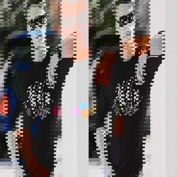 アロハ ハワイアン ハイビスカス フラワー サーファー マウイ カウアイ ハワイ 長袖Tシャツ 彼への贈り物