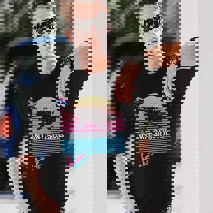 アンキロサウルス 恐竜 レトロ 長袖Tシャツ 彼への贈り物