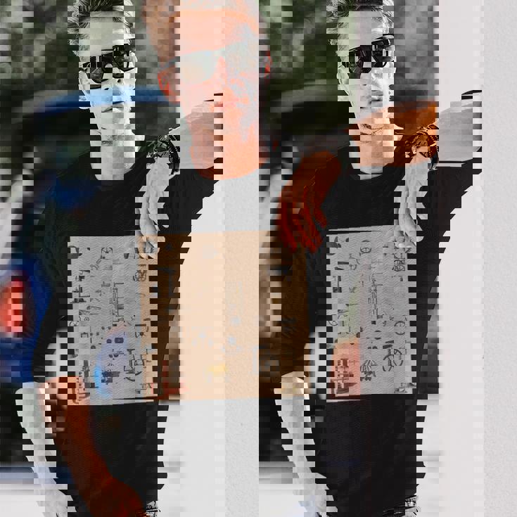 アンティークエンジニアリング機械科学パターン 長袖Tシャツ 彼への贈り物