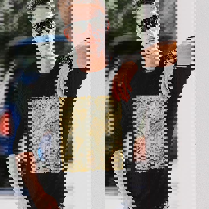 アンティーク地図 海の生き物 海賊 長袖Tシャツ 彼への贈り物