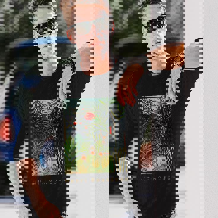 アンリ・ルソー 森の中の猿とオウム 長袖Tシャツ 彼への贈り物